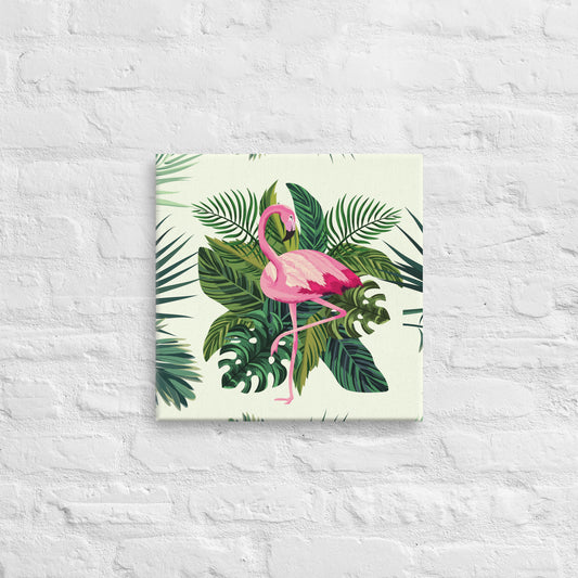 Green and Pink Flamingo Canvas Art